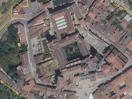 Localización de la zona de actuación, al suroeste del claustro mudéjar del Monasterio
