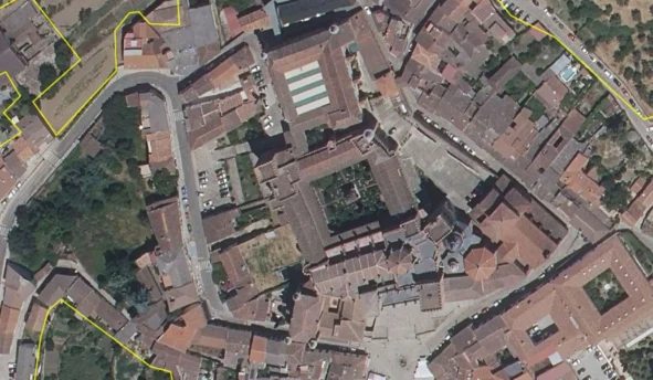 Localización de la zona de actuación, al suroeste del claustro mudéjar del Monasterio